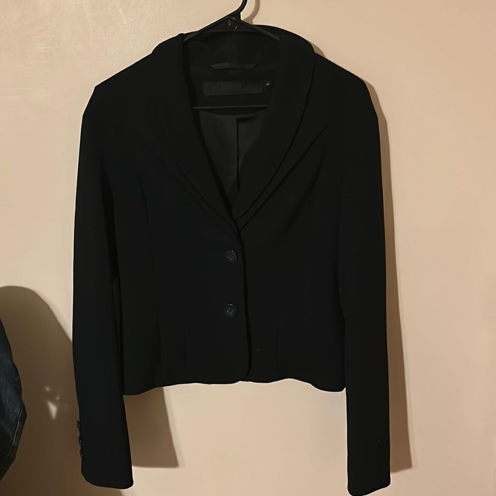 L.A.M.B Double Crepe Crop Jacket in black